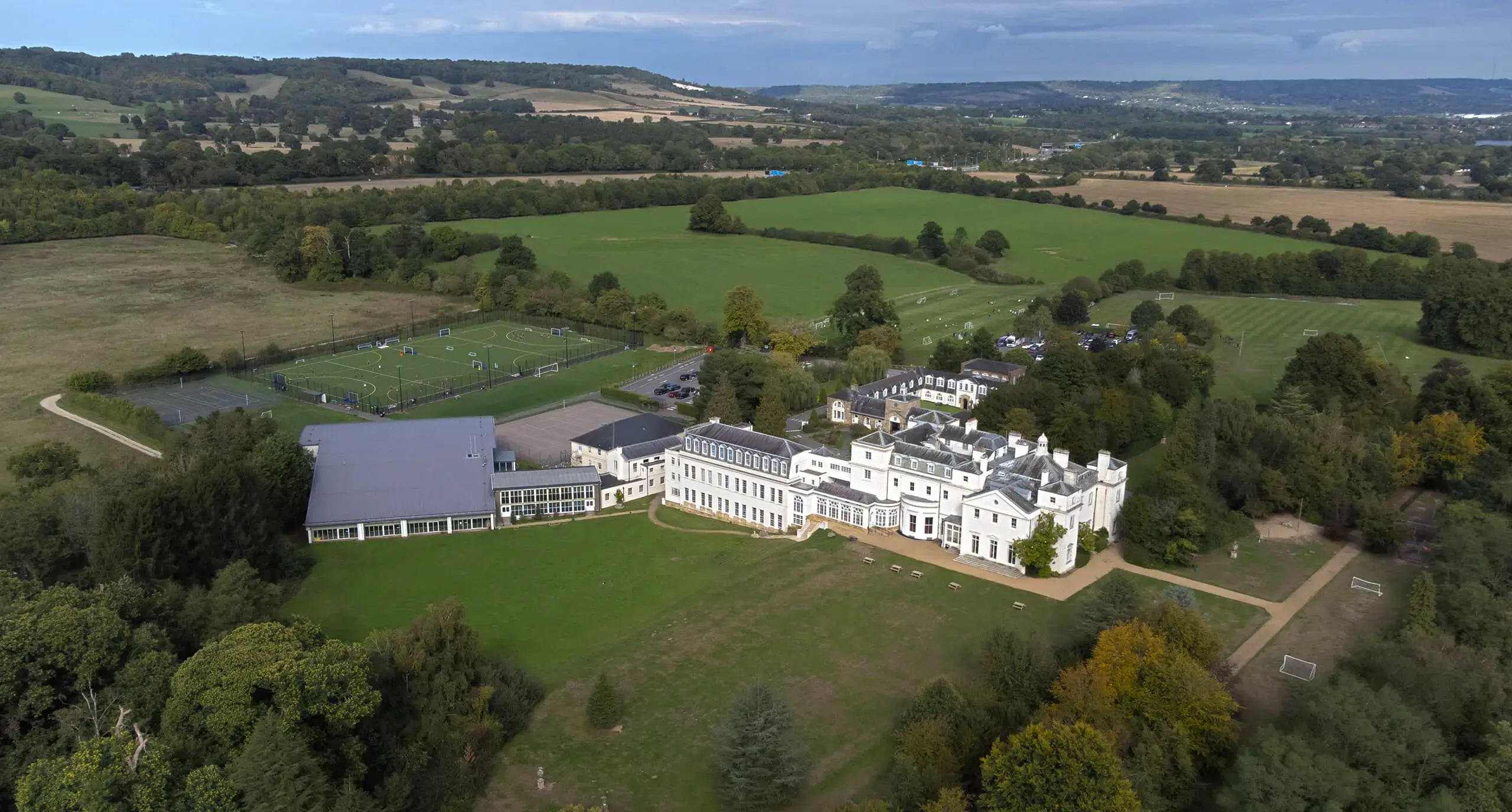 Drone shot of Radnor House Sevenoaks school grounds