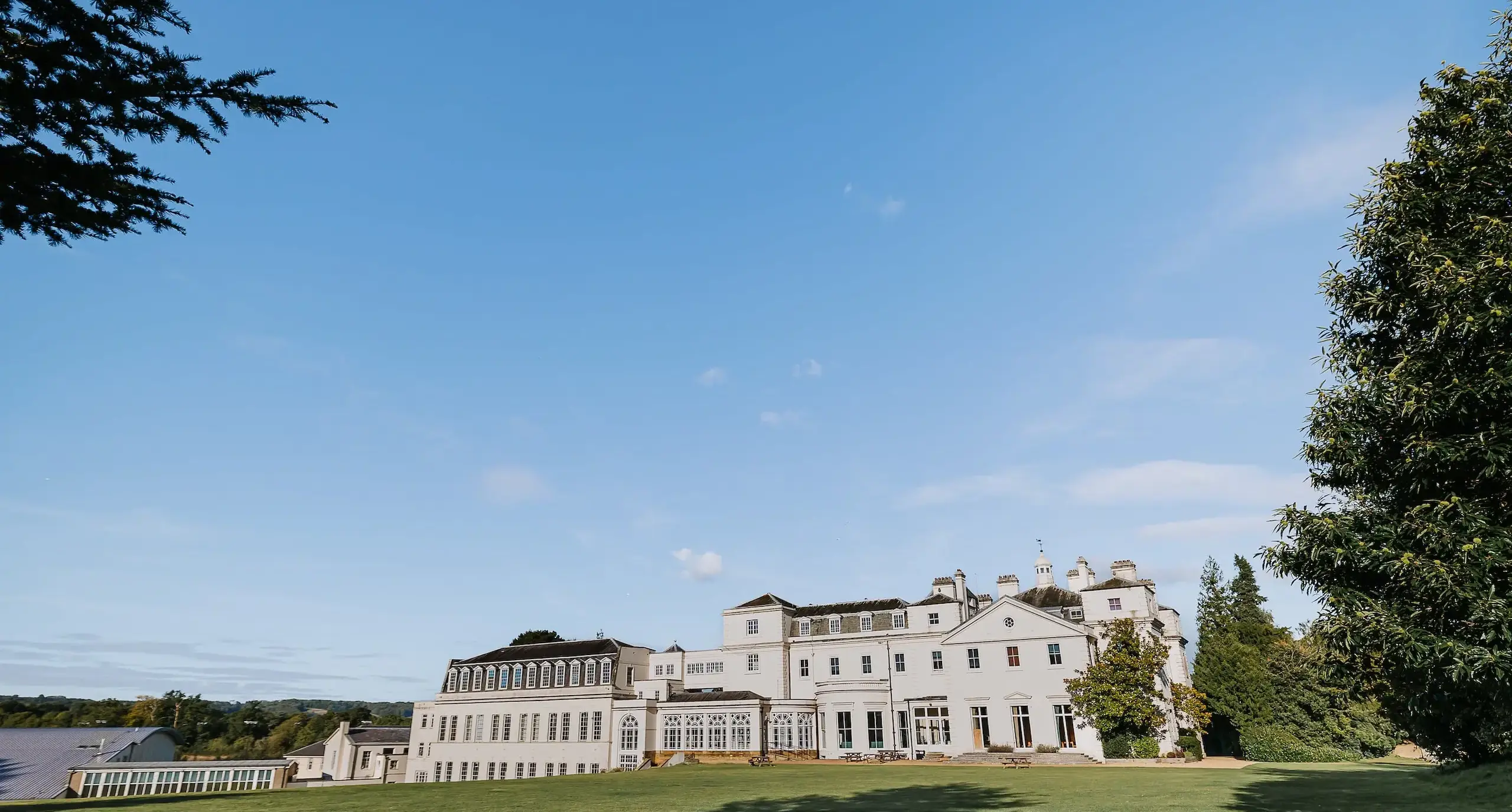 Exterior of Radnor House against a blue sky